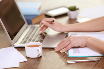 Sticker - Businesswoman typing on keyboard in office