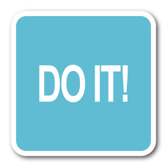 Aufkleber - do it blue square internet flat design icon