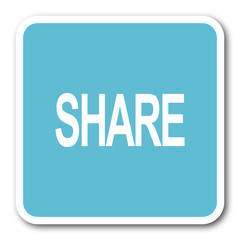 Fototapete - share blue square internet flat design icon
