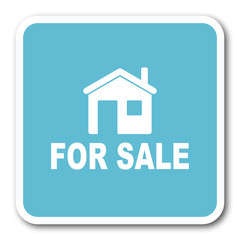 Poster - for sale blue square internet flat design icon
