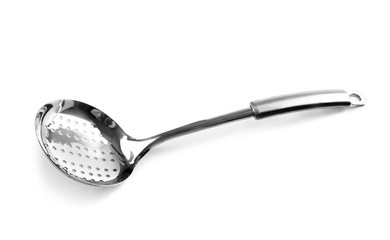 Canvas Print - Silver strainer spoon, isolated on white