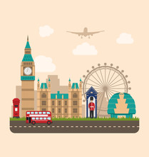  Design Poster For Travel Of England. Urban Background 
