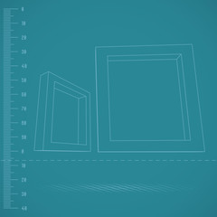 Aufkleber - Two rectangular 3D frames blueprint