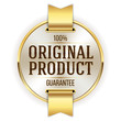Gold original product badge with ribbon on white background