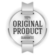 Silver original product badge with ribbon on white background