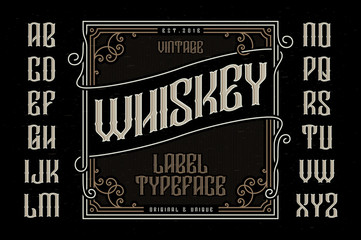 Wall Mural - Vintage whiskey label typeface with decorative frame