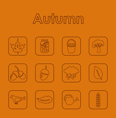 Wall Mural - Set of autumn simple icons