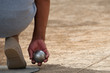 Senior playing petanque,fun and relaxing game