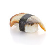 Eel sushi nigiri isolated on white background