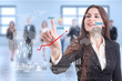 © Catalin Pop - Digital futuristic concept with business woman pressing on trans