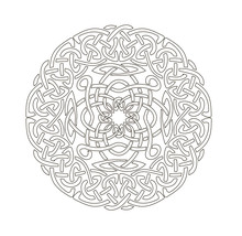 Mandala In Esoteric Style. Set Of Isolated Rings Of Celtic Braids. 