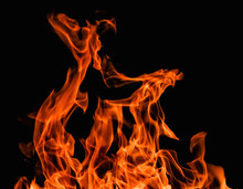 Raging Flames Red Fire Black Background