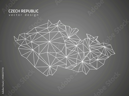 Fotomural Czech Republic black vector outline map