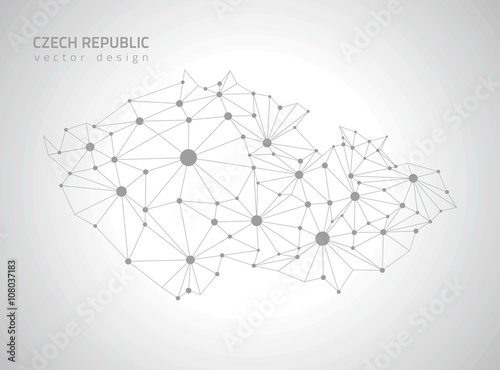 Photo Czech Republic grey vector polygonal map