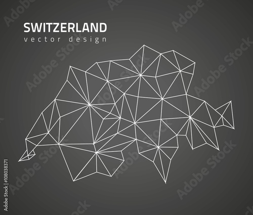 Fotomural Switzerland black vector polygonal map