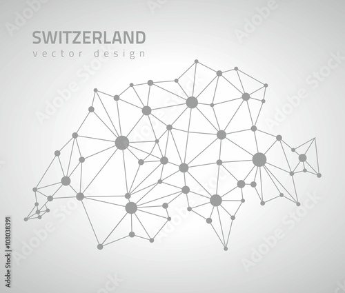 Cuadros en Lienzo Switzerland vector outline polygonal map