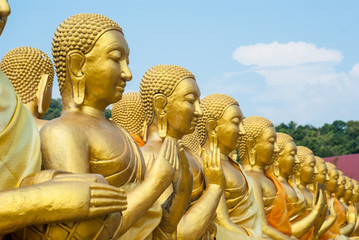 Golden Buddha at Buddha Memorial park , Nakorn nayok, Thailand.