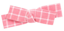 Pink White Plaid Bow Tie