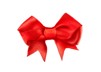 Wall Mural - Red ribbon bow isolated on white