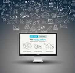 app development infpgraphic concept background with doodle design