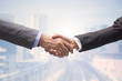 close up two businessman handshake for successful concept.