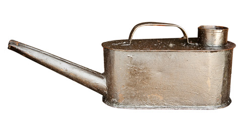 old oil can isolated on white. clipping path included.