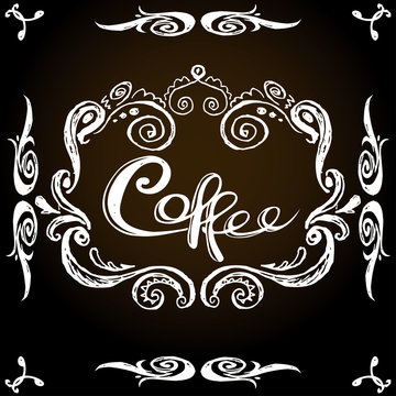 Coffee vintage label, hand drawing,
