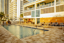 Hotel Swimming Pool And Courtyard, Miami, USA