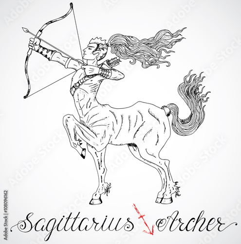 Hand Drawn Zodiac Sign Of Sagittarius Or Archer Buy This Stock Vector And Explore Similar Vectors At Adobe Stock Adobe Stock