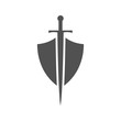 © flexelf - Safety concept symbol. Abstract illustration - shield and sword icon.