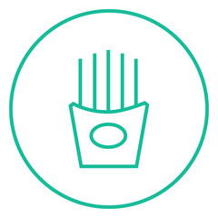 Sticker - French fries line icon.