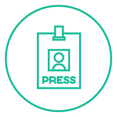 Poster - Press pass ID card line icon.