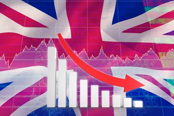 Poster - Composite image of red arrow and bar chart