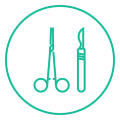 Canvas Print - Surgical instruments line icon.