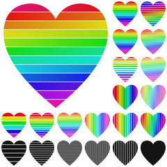 Poster - Set of rainbow heart logo designs