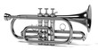 3d rendering of cornet musical instrument
