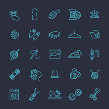 Sewing Equipment And Needlework Icons Set