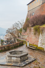 Graz, Austria - February 28, 2016. Great Walls Of Garnisonsmuseum On The Top Of Schlossberg (Castle Hill) In The Center Of The City.