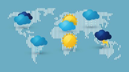 Wall Mural - world map with weather icon