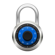 Realistic Combination Metal Padlock Illustration | Closed Steel Lock Vector Icon Isolated On White