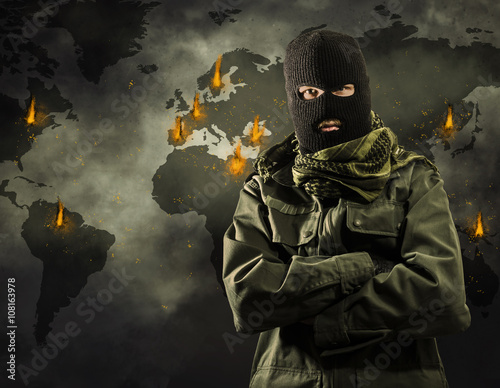 Cuadros en Lienzo Global explosiones de terrorismo en todo el mundo en el mapa