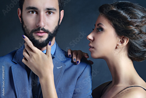Portrait Of Beautiful Lady With Handsome Guy In Suit Young Couple