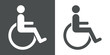 Icono plano minusvalido en silla de ruedas gris y blanco