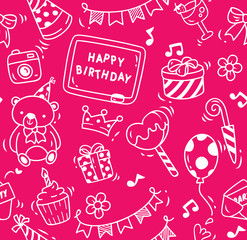 Wall Mural - Birthday party doodle seamless background, birthday party design element