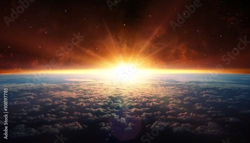 Plakat Zachód Słońca na orbicie