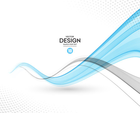 Abstract vector background, gray and blue wavy 