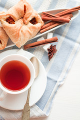 Cup of black tea. Isolated on white background