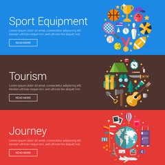 Wall Mural - Sport Equipment. Tourism. Journey. Flat Design Vector Illustration Concepts for Web Banners and Promotional Materials