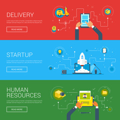 Wall Mural - Delivery. Startup. Numan Resources. Flat Design Vector Illustration Concepts for Web Banners and Promotional Materials