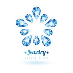 Wall Mural - Blue gemstones jewelry symbol. Star shape.